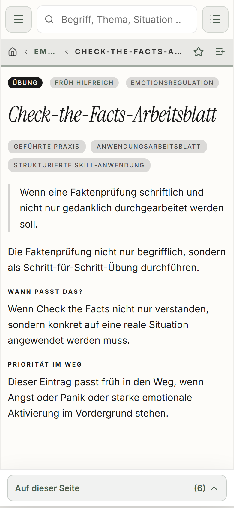 Ich möchte wissen, wie eine Übung geht.