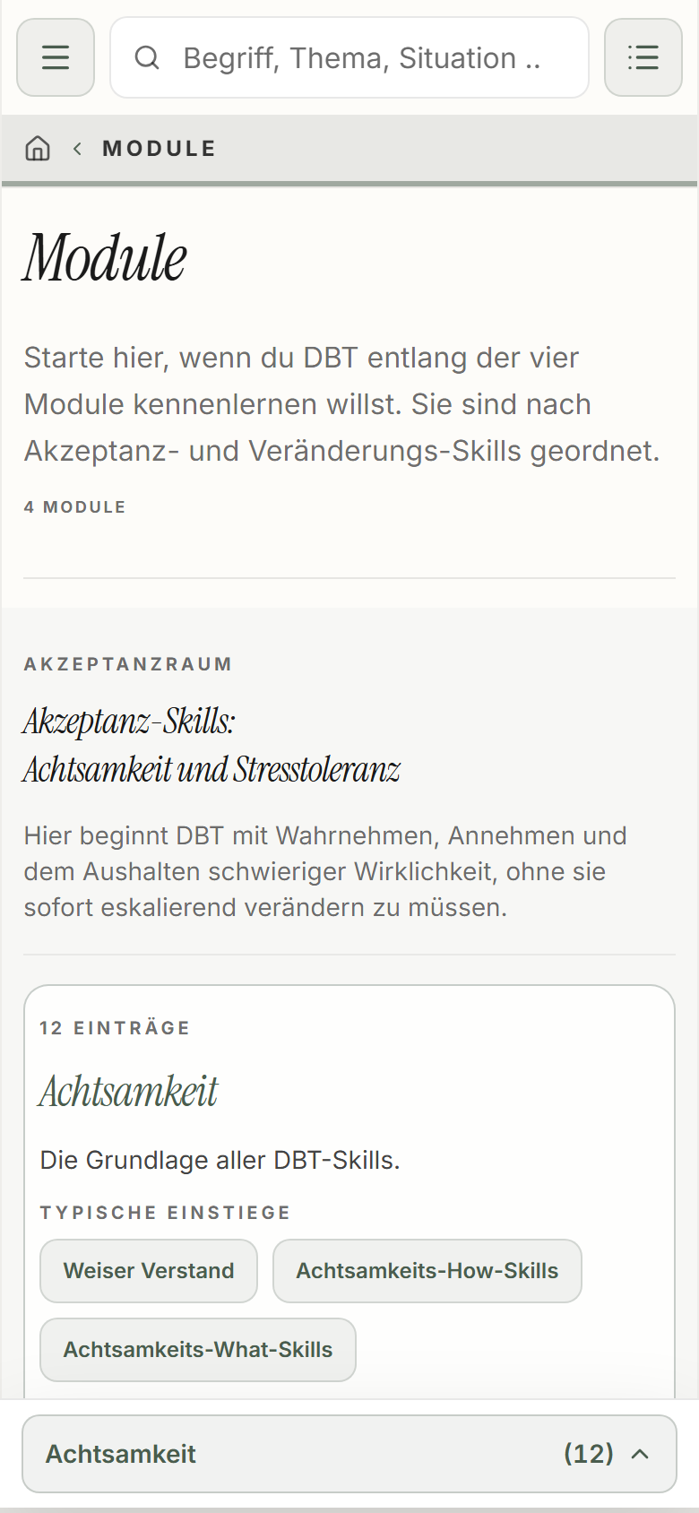Ich möchte DBT als Ganzes verstehen.