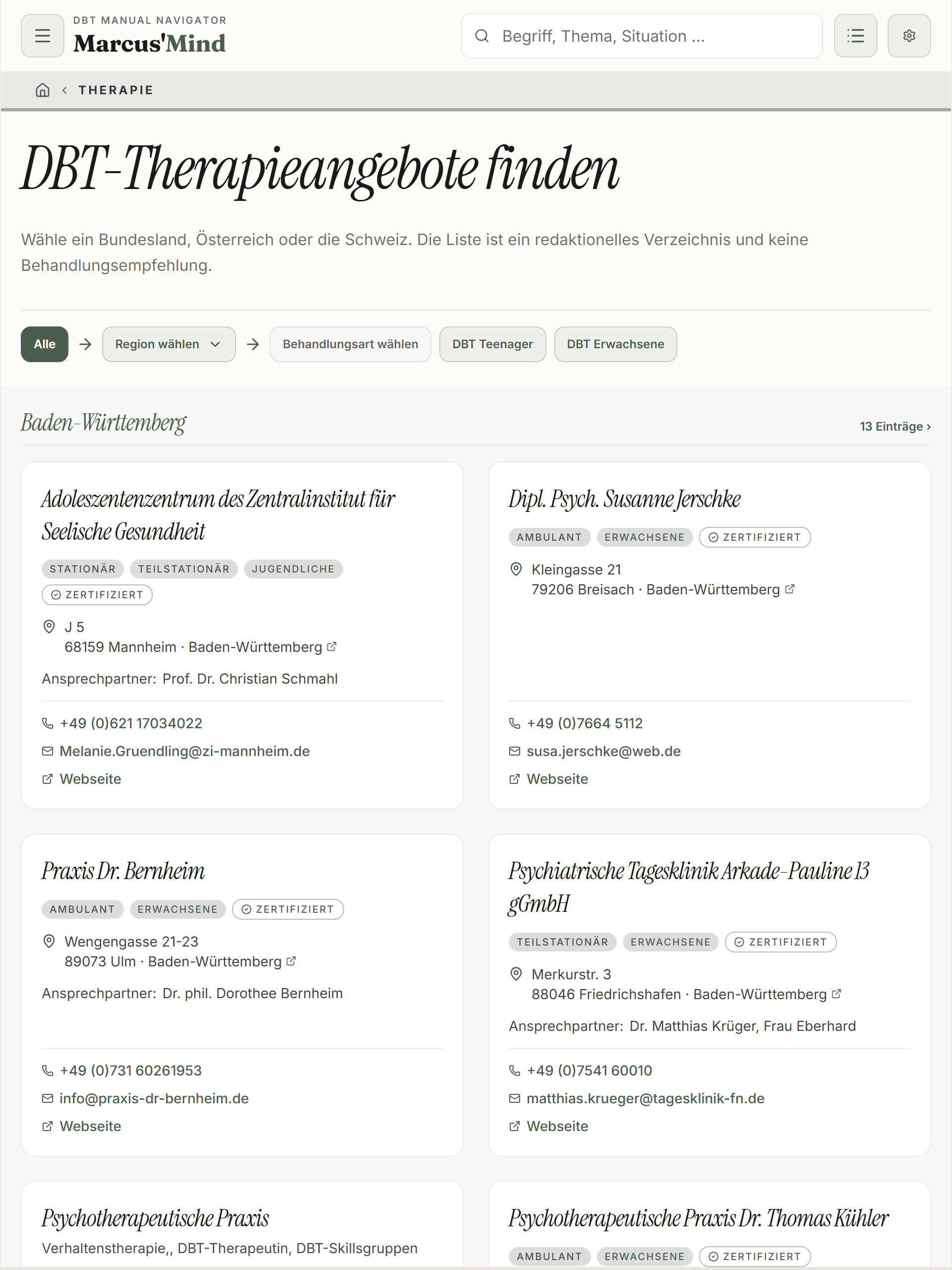 Verzeichnis in der App öffnen