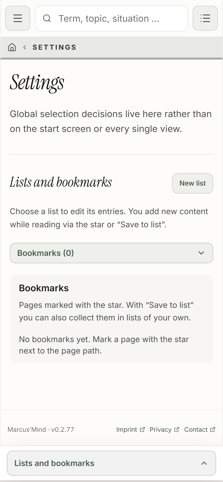 Marcus’Mind: Put together a list of your own