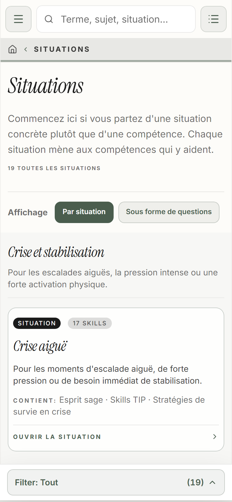 « Tout me submerge en ce moment. Je cherche une première étape. »